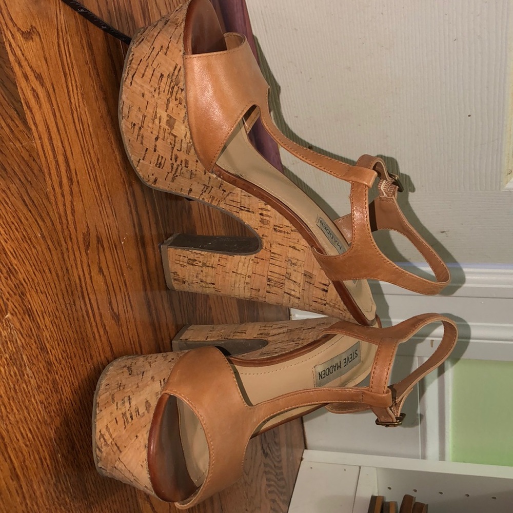 Steve Madden cork chunky heels